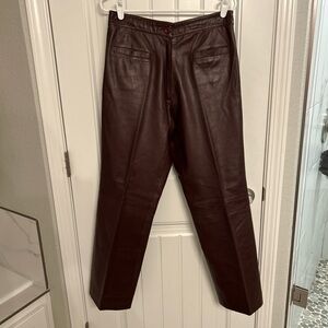 Classic Men's Dark maroon Leather Pants